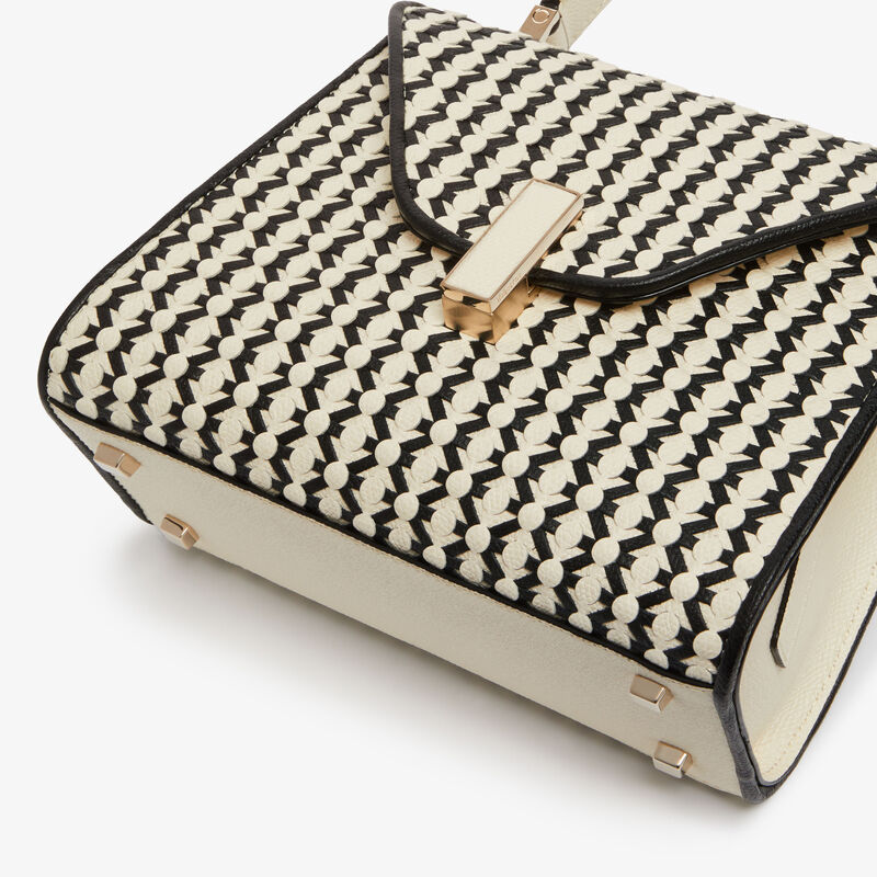 Iside Lace Top Handle Mini Bag - Pergamena White/Black - Millepunte calf leather - Valextra - 4