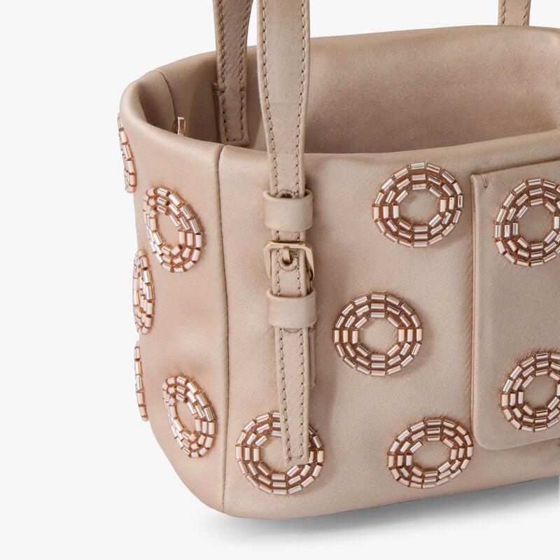 Soft Fizz Bucket Nano Bag - Sahara Brown - Raso ricamo Girelle - Valextra - 4