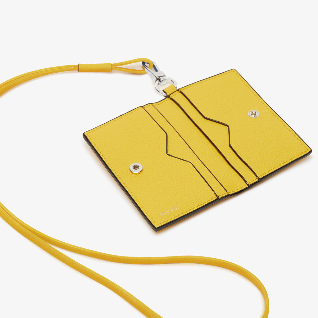Card Holder with Lanyard - Yellow - Vitello VS - Valextra - 3