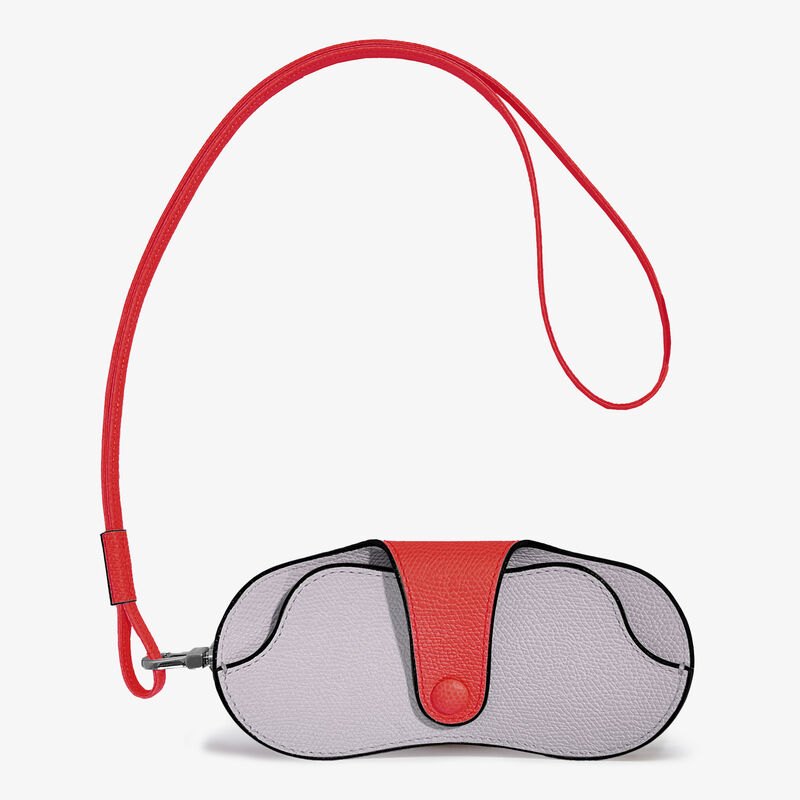 2 COLORS GLASSES HOLDER COLOR-BLOCK WITH STRAP CALF LEATHER VS PALLADIUM,GTRC,gallery