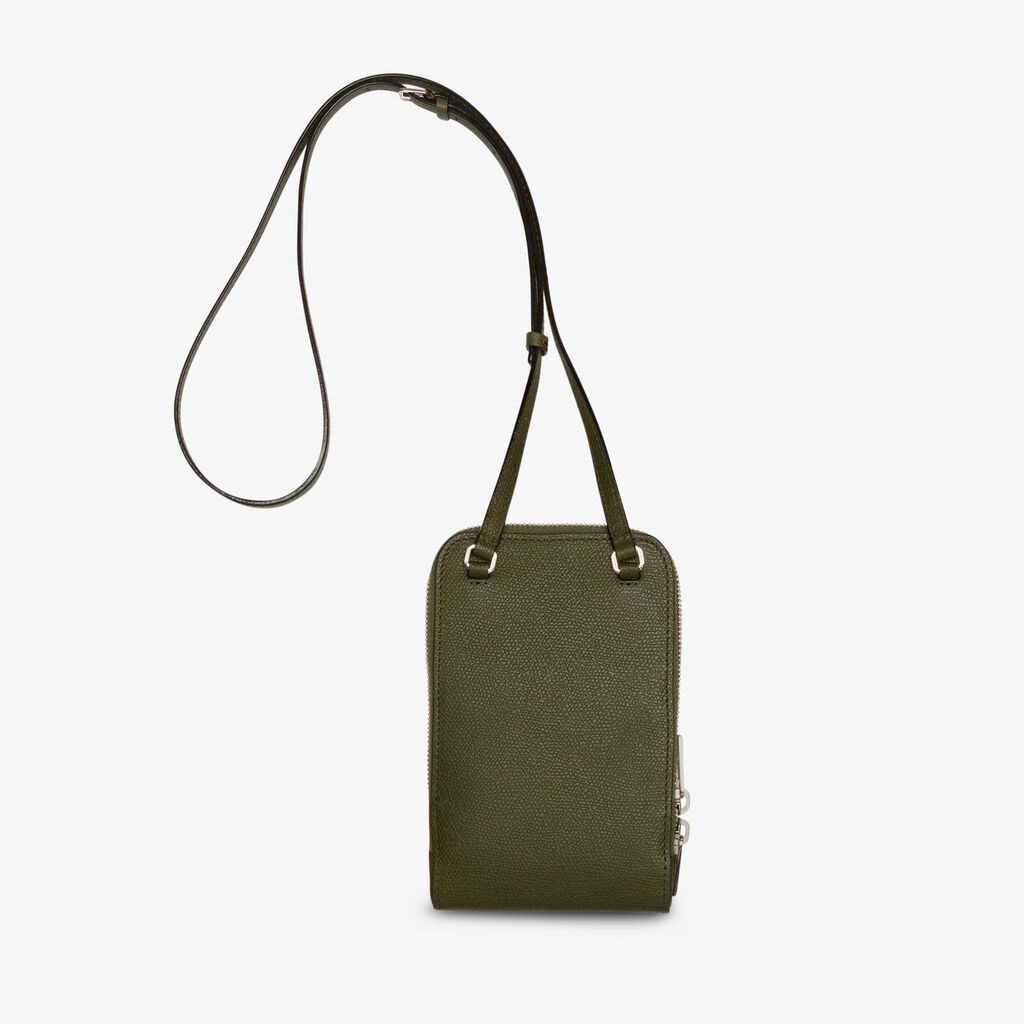 Crossbody Phone case - Military Green - Vitello VS - Valextra - 5