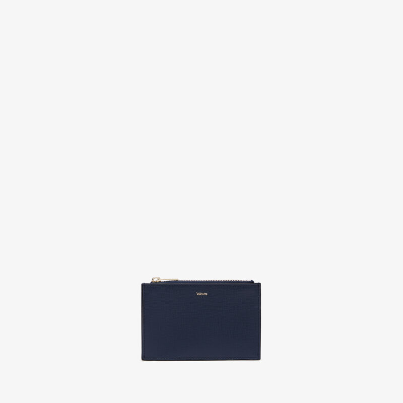 Card Holder 3CC with Zip - Dark Blue - Pavè calf leather - Valextra - 4