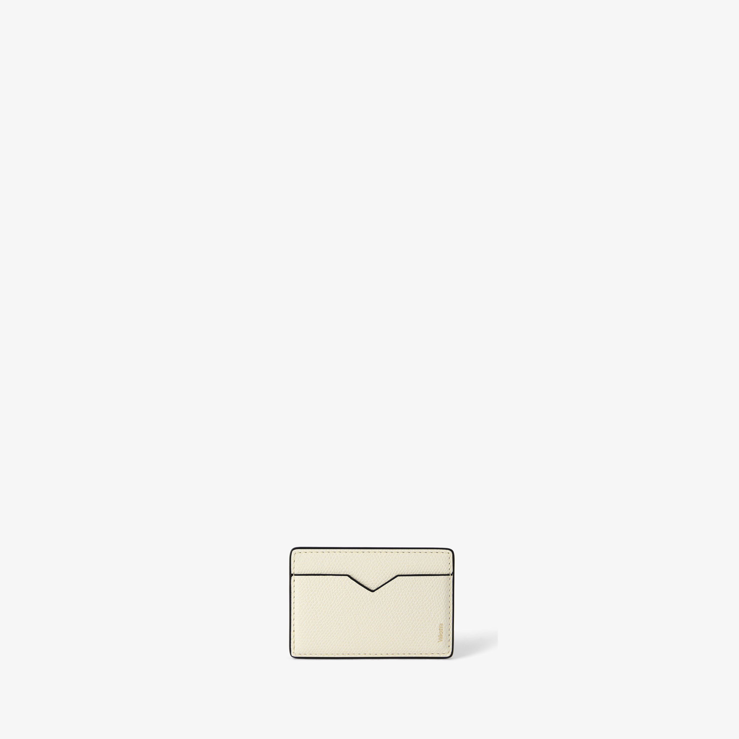 White Grained Leather Luxury Magnetic Card Case | Valextra