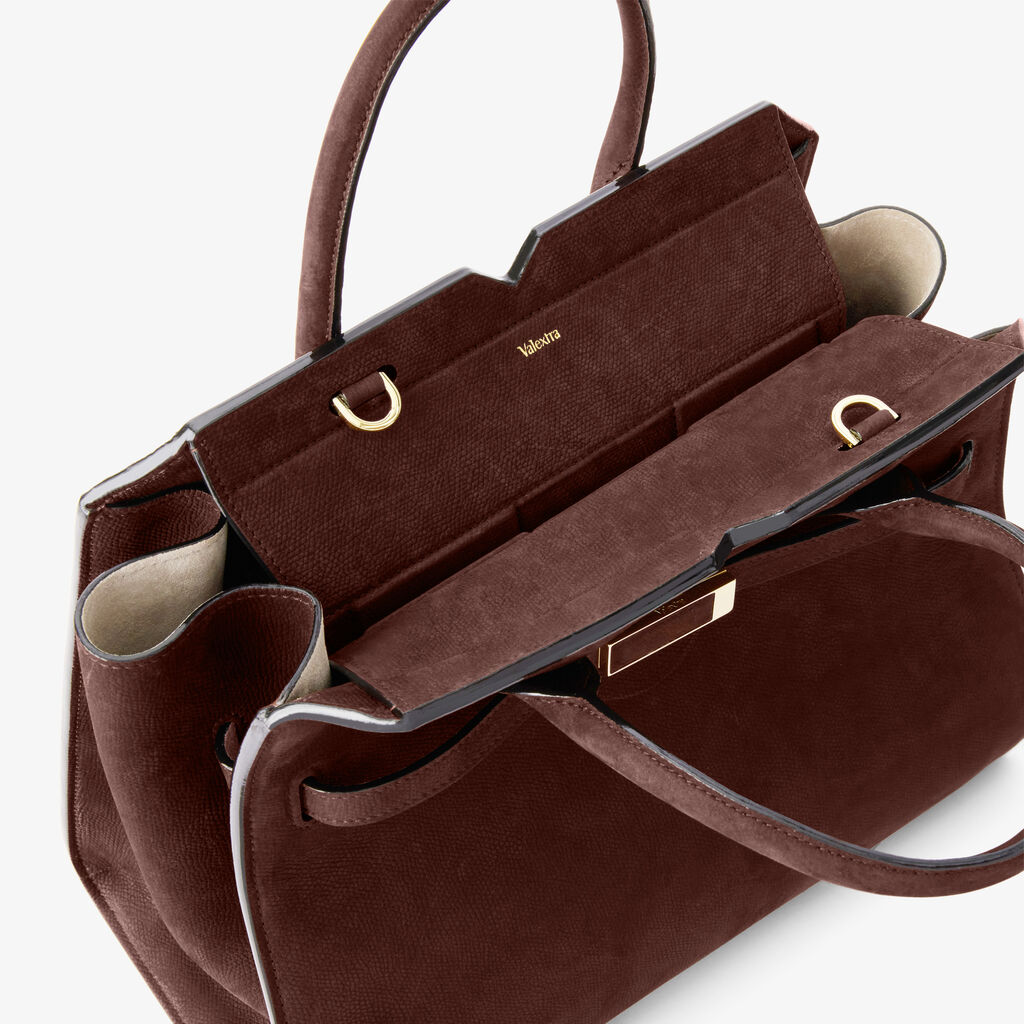 Borsa a Due Manici Milano Senso Media - Marrone Cioccolato - Vitello Millepunte Nabuk - Valextra - 4