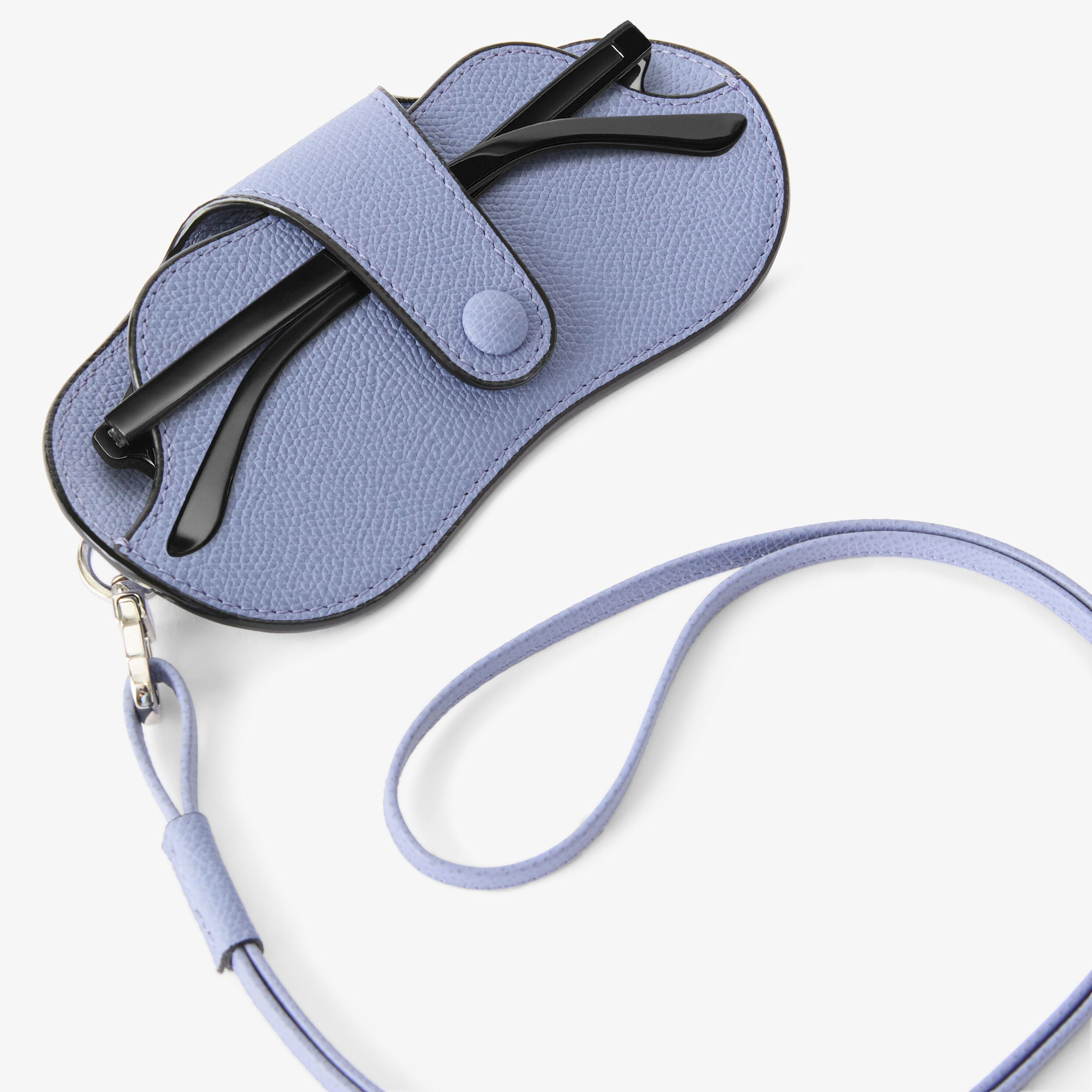 Valextra ラベンダー ケース Light Blue Leather Luxury Glasses Case with Lanyard | Valextra