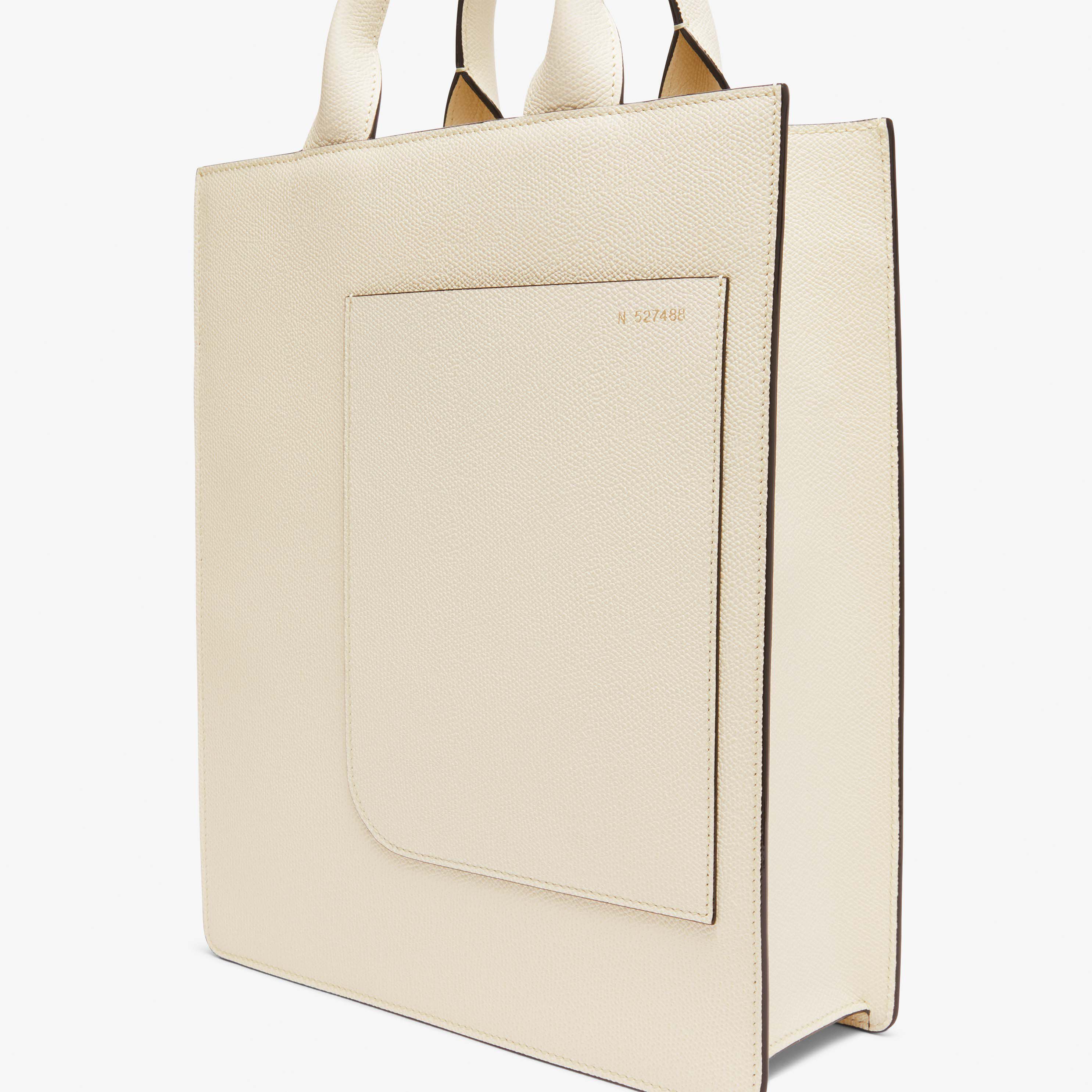 White Leather Mini tote bag Valextra Boxy