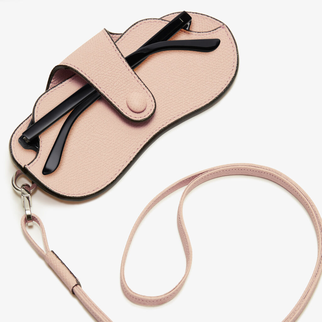Porta Occhiali con Tracolla - Rosa Bonne Mine - Vitello VS - Valextra - 2