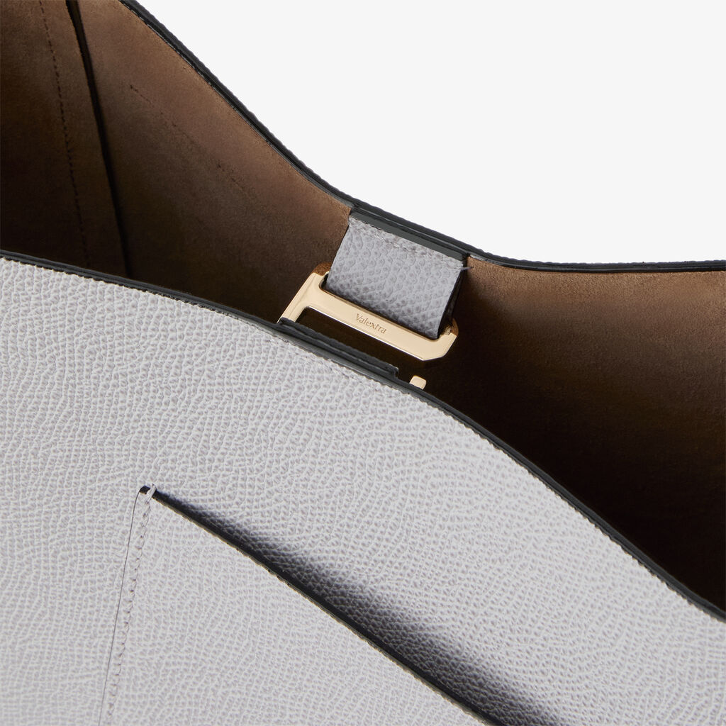 Soft Bucket Mini Bag - Stone Grey - Millepunte calf leather - Valextra - 4