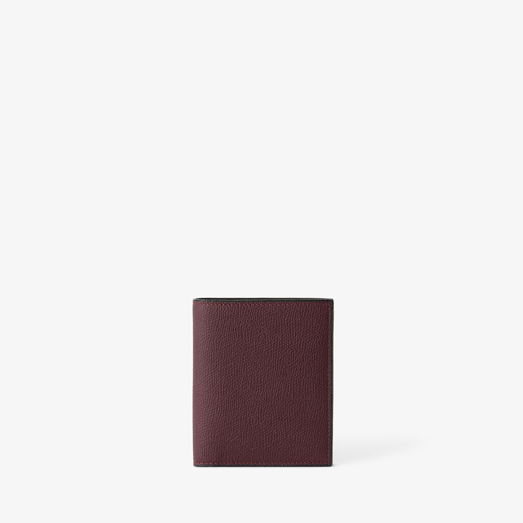 Compact Wallet 3 CC with Coin Purse - Claret Red - Millepunte calf leather - Valextra - 1