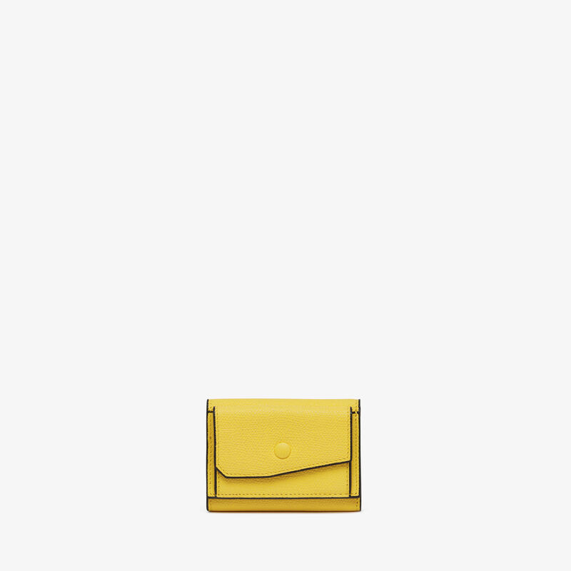 Small Wallet With Coin Holder - Yellow - Millepunte calf leather - Valextra - 1