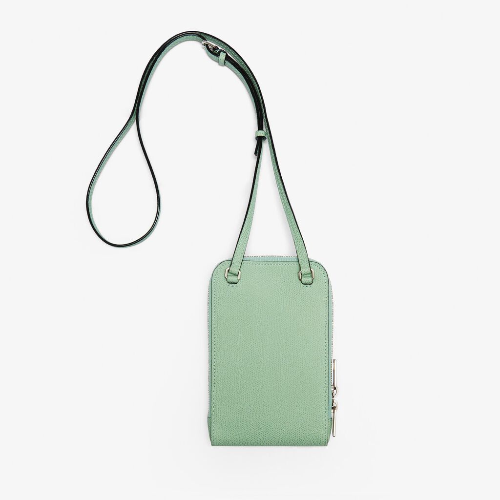 Crossbody Phone case - Aqua Green - Vitello VS - Valextra - 5