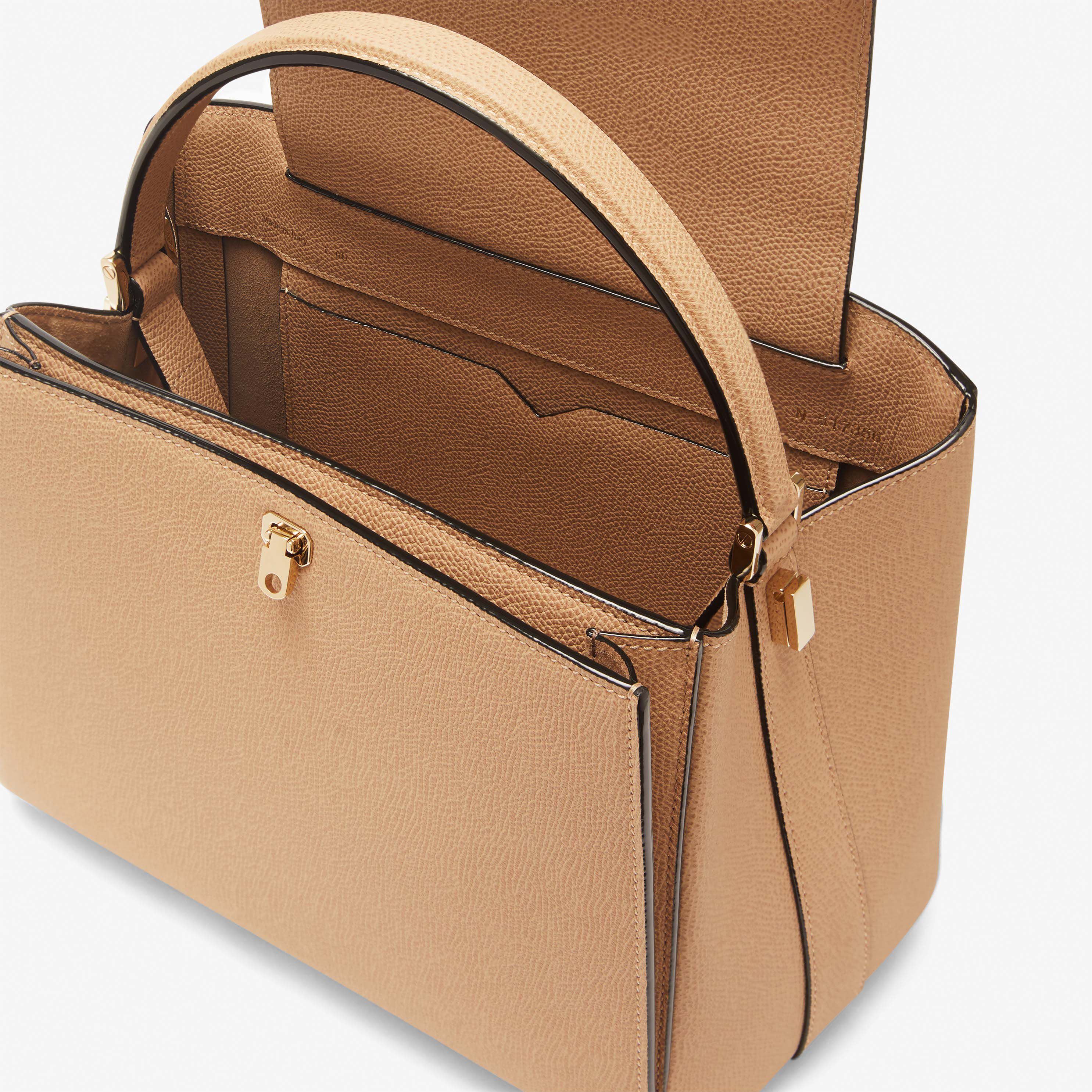 Beige Leather handle bag with shoulder strap | Valextra Brera