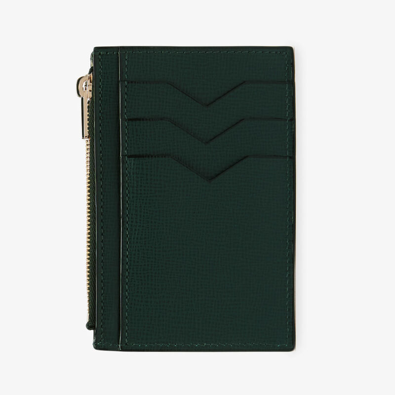 Card Holder 3CC with Zip - Valextra Green - Pavè calf leather - Valextra - 5