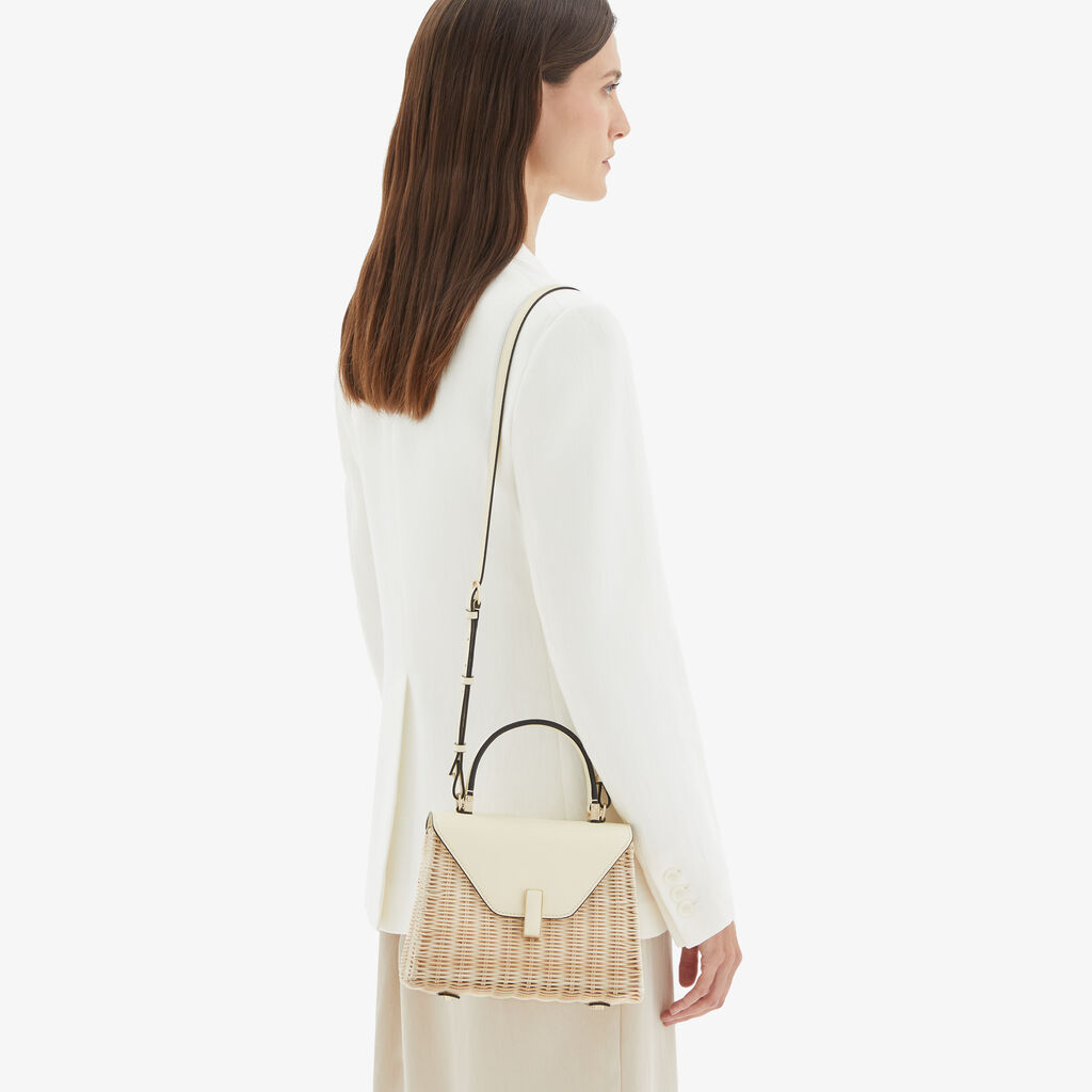 Iside Wicker Top Handle Mini Bag - Beige/Pergamena White - Midollino/Vitello VS - Valextra - 2