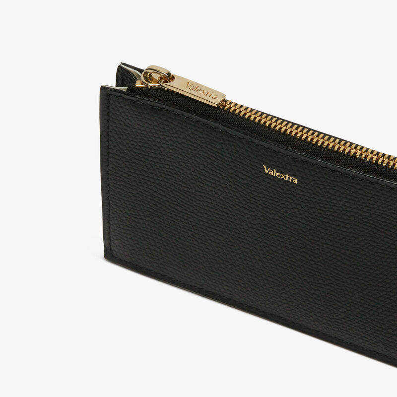 Card Holder 3CC with Zip - Black - Millepunte calf leather - Valextra - 2
