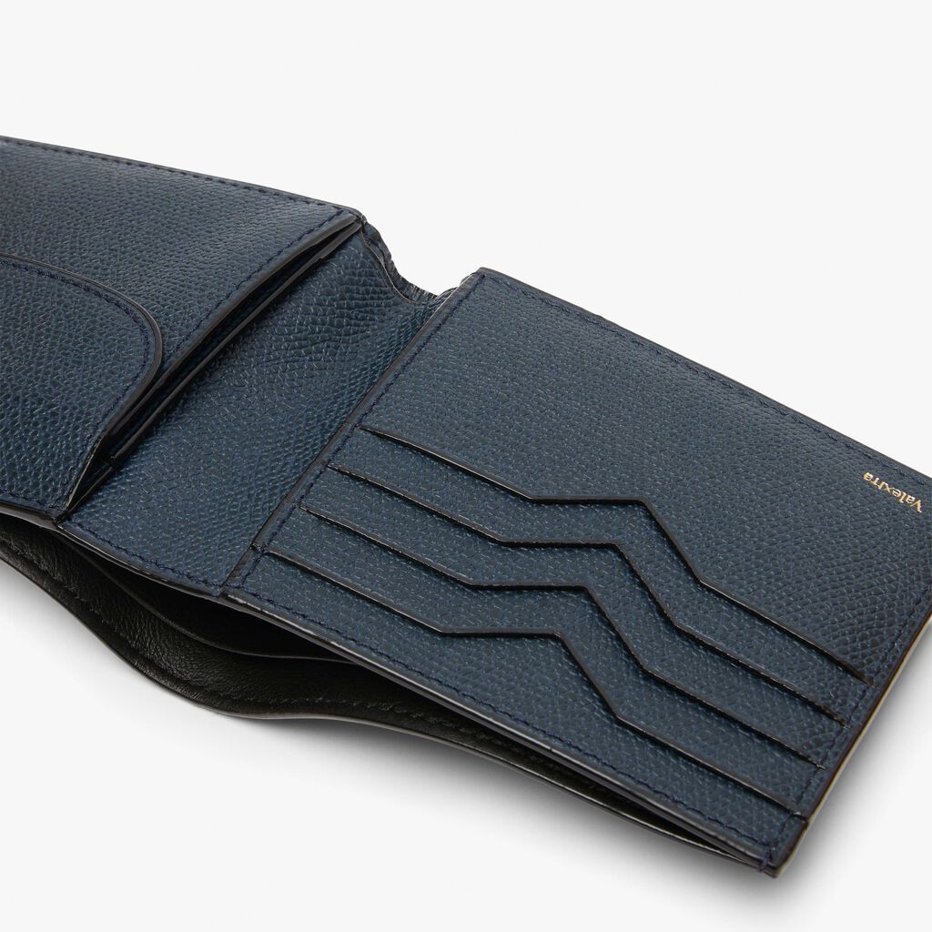 Wallet 4Cc With Coin Holder - Dark Blue - Vitello VS - Valextra - 2