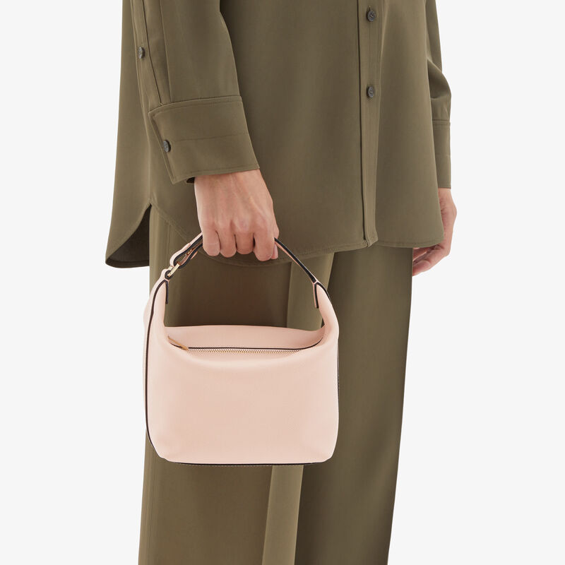 Mochi Top Handle Mini Bag - Bonne Mine Pink - Millepunte Soft calf leather - Valextra - 2