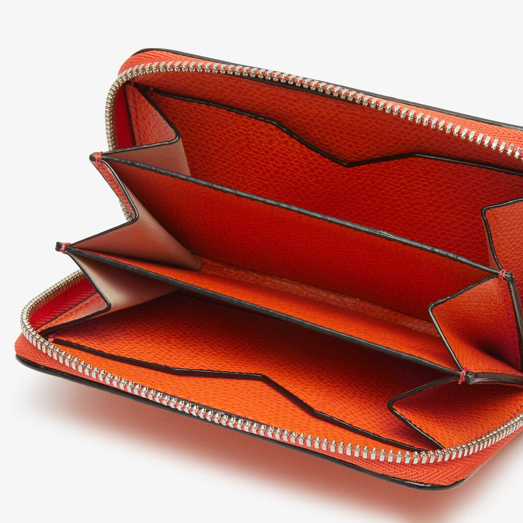 Card Holder Zip Around - Lobster Red - Vitello VS - Valextra - 2