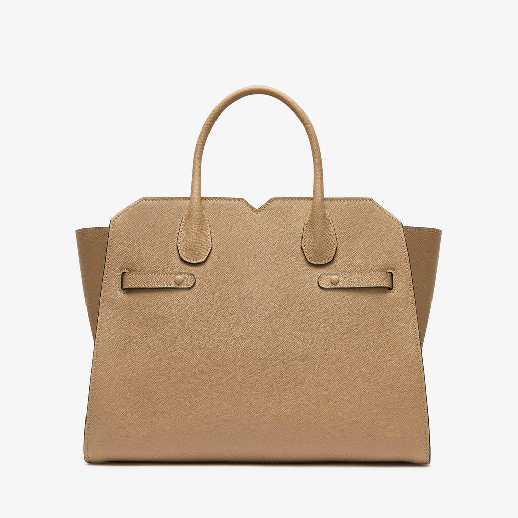 Milano Two Handles Medium Bag - Cashmere Beige - Vitello Millepunte Soft - Valextra - 7
