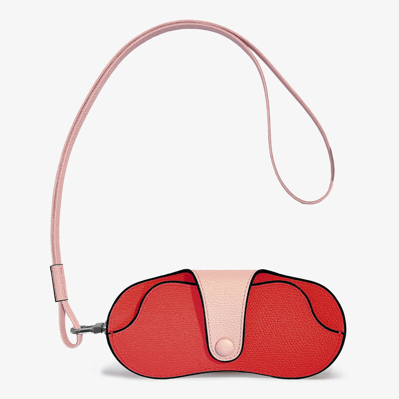 2 COLORS GLASSES HOLDER COLOR-BLOCK WITH STRAP CALF LEATHER VS PALLADIUM,RCPN,gallery