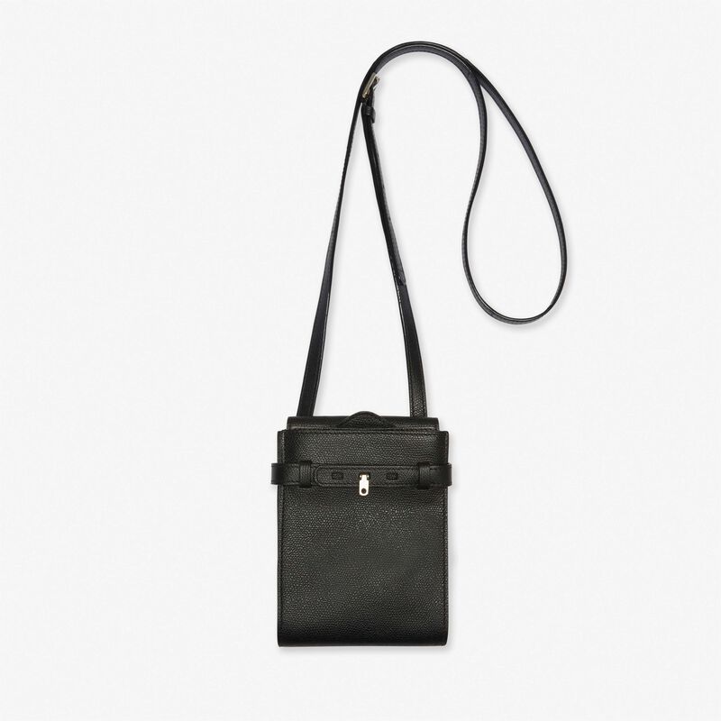 Brera B-Tracollina slim Crossbody micro bag - Black - Millepunte calf leather - Valextra - 1