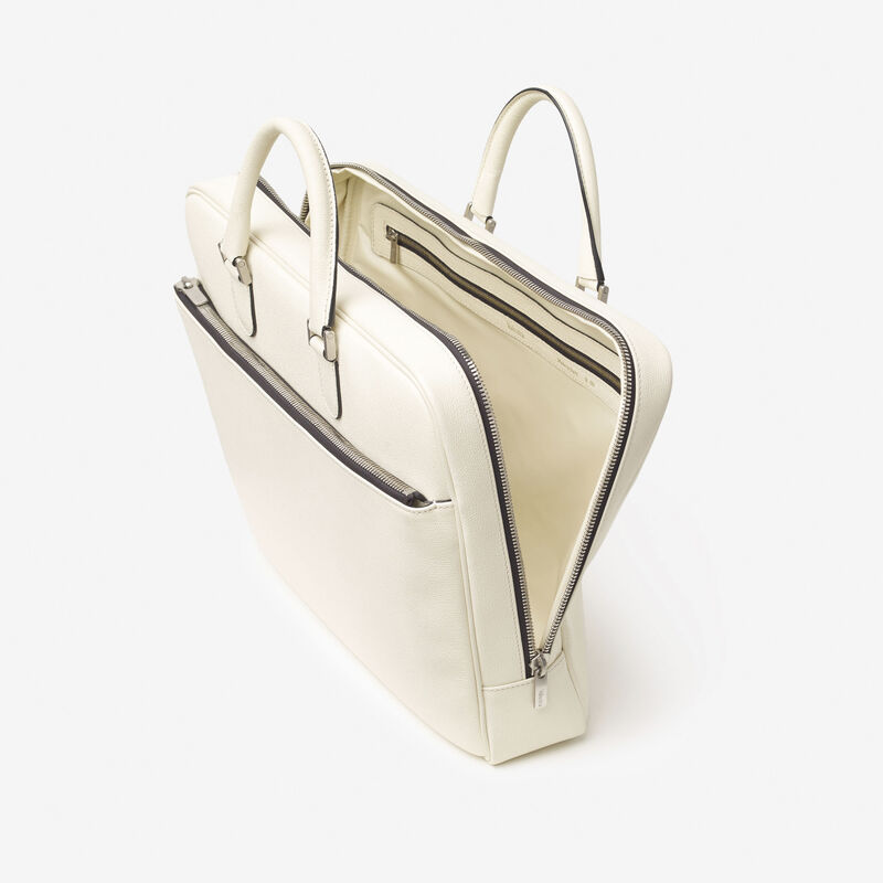 Avietta Briefcase with Zip 24h - Pergamena White - Millepunte calf leather - Valextra - 5