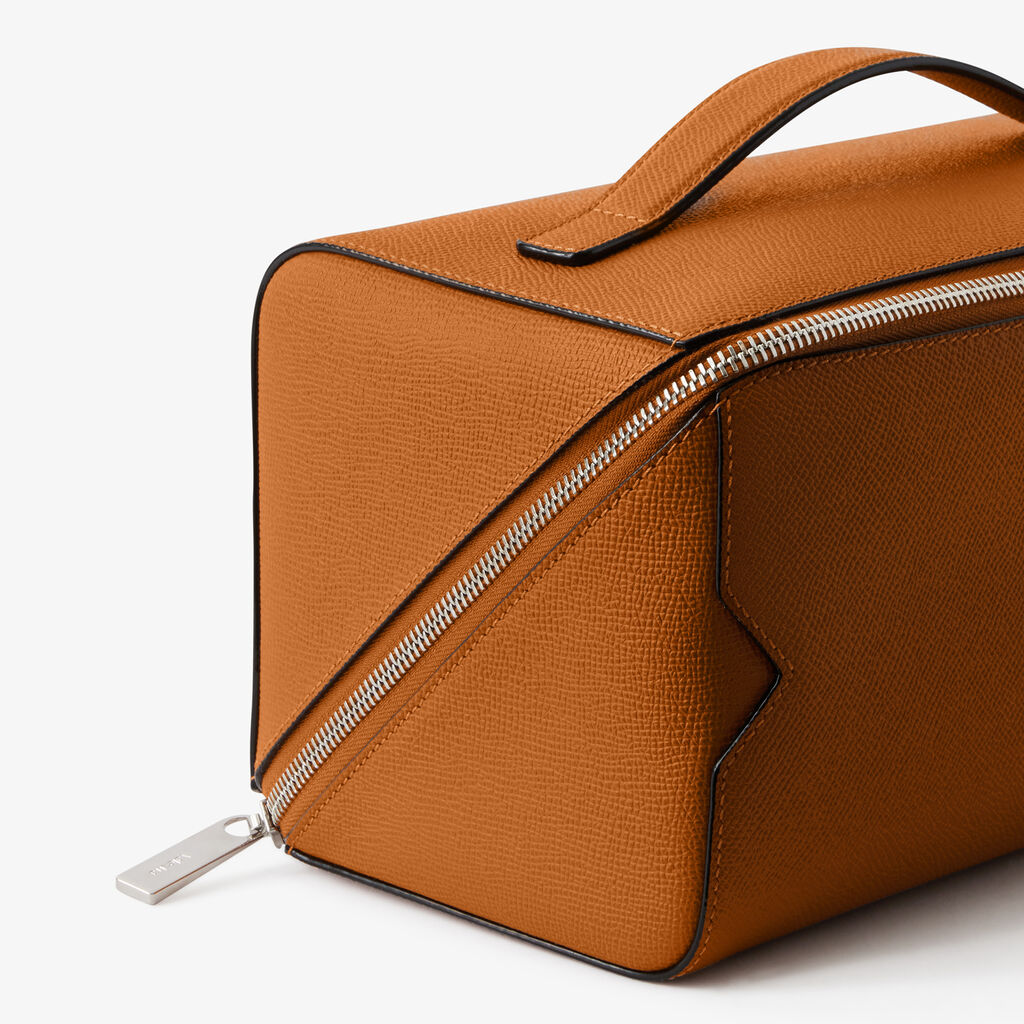 Beauty Case V-line - Marrone Avana - Vitello Millepunte Soft - Valextra - 3