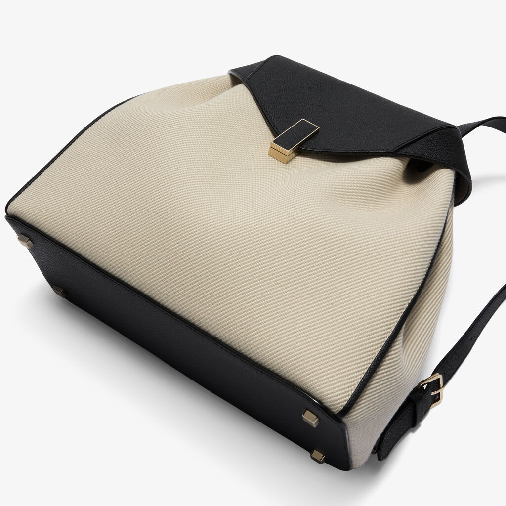 Iside Textured Canvas Backpack Medium -  - Canvas Eutolbat/Vitello Millepunte Soft - Valextra - 6