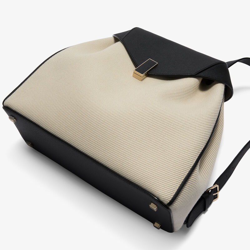 Iside Textured Canvas Backpack Medium -  - Canvas Eutolbat/Vitello Millepunte Soft - Valextra - 6
