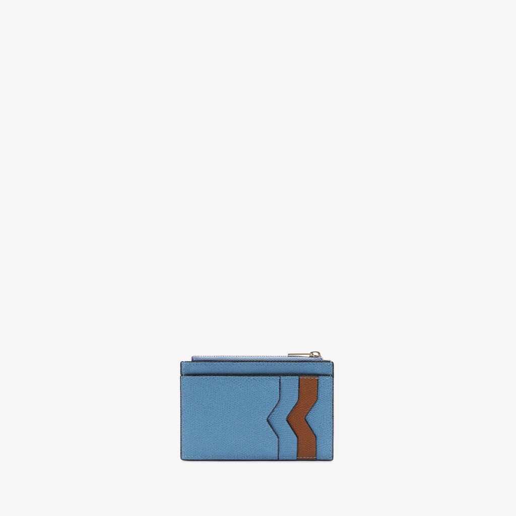 Card Holder 3CC with Zip - Nebula Blue/Chocolate Brown - Vitello VS - Valextra - 1