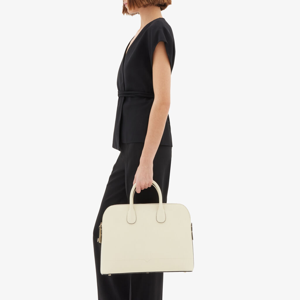 MyLogo Bowling Medium Bag - Pergamena White - Vitello VS - Valextra - 2