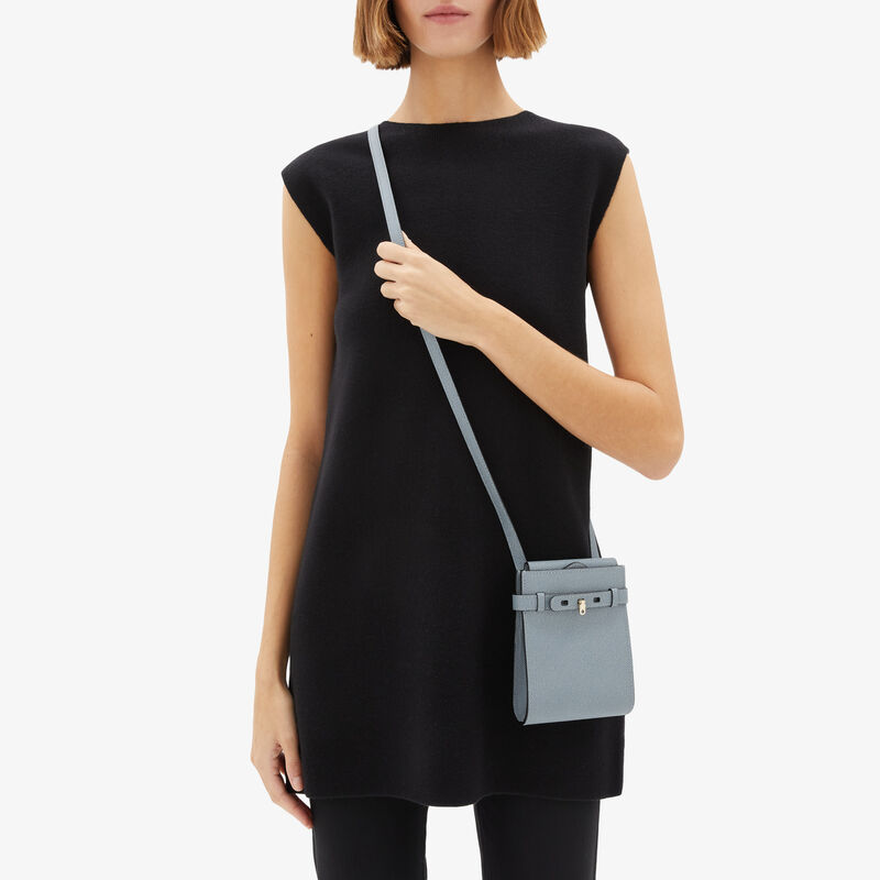 Brera B-Tracollina Slim Crossbody Micro Bag - Niagara Blue - Millepunte calf leather - Valextra - 2