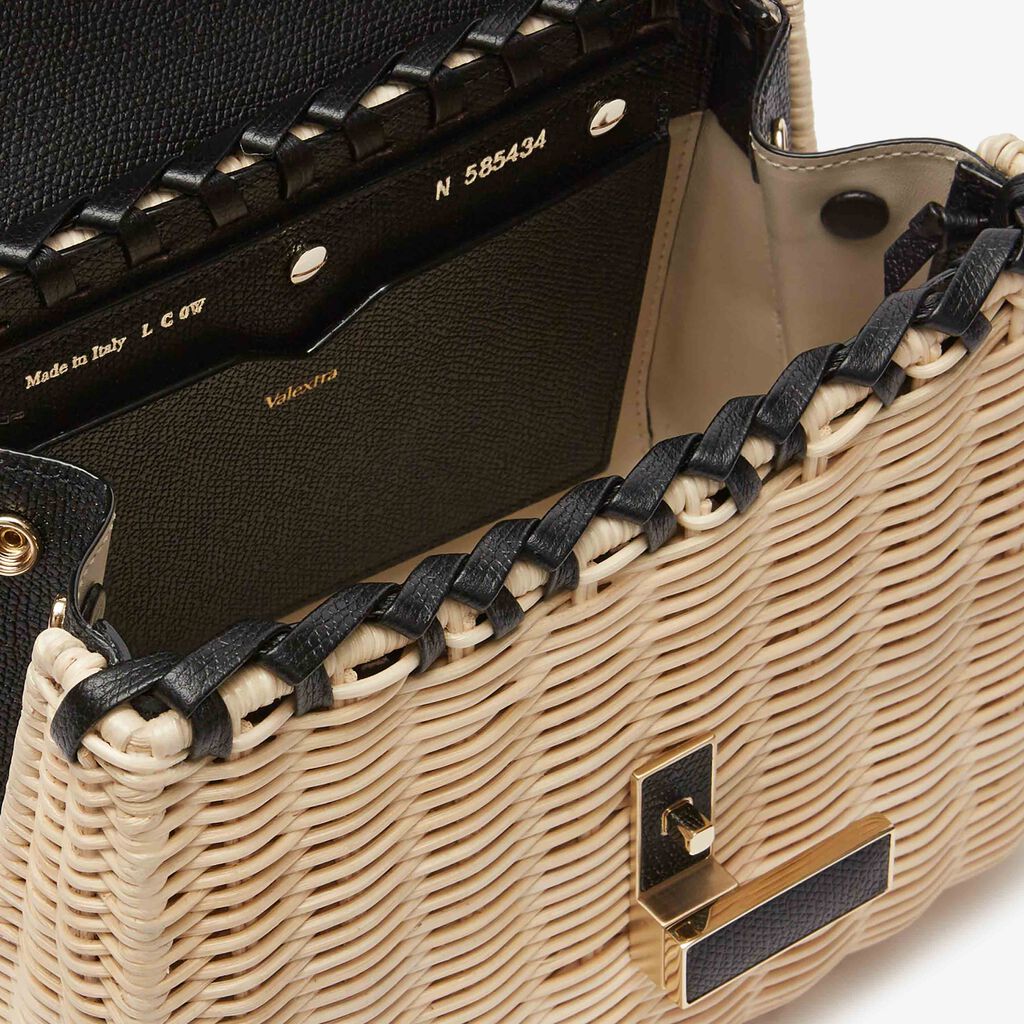 Iside Wicker Top Handle Mini Bag - Beige/Black - Midollino/Vitello VS - Valextra - 3