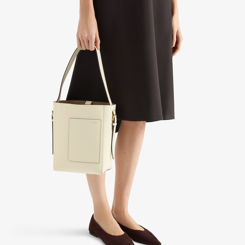 Soft Bucket Mini Bag - Pergamena White - Millepunte calf leather - Valextra - 2