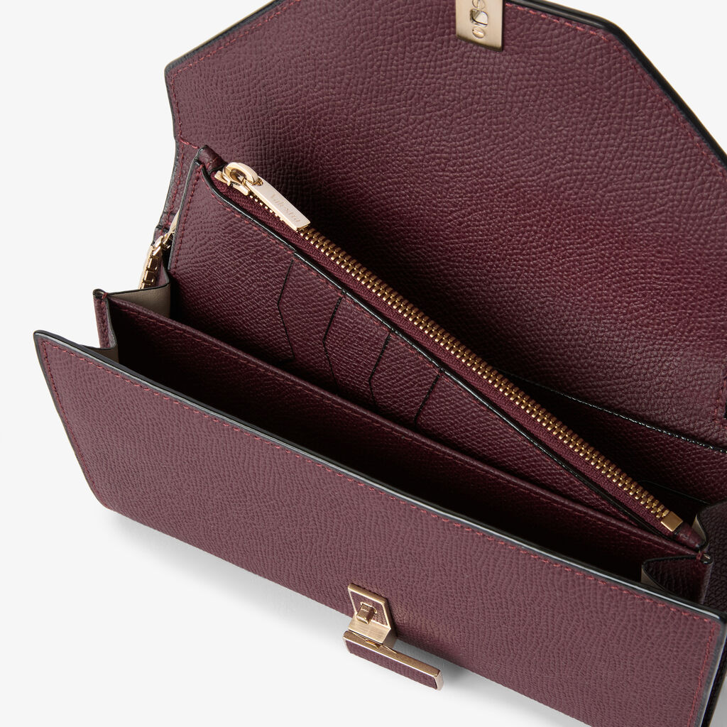 Iside Continental Purse with Chain - Claret Red - Millepunte calf leather - Valextra - 2