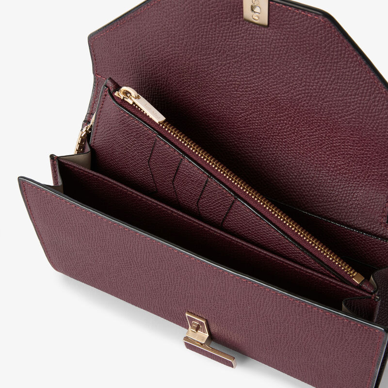 Iside Continental Purse with Chain - Claret Red - Millepunte calf leather - Valextra - 2