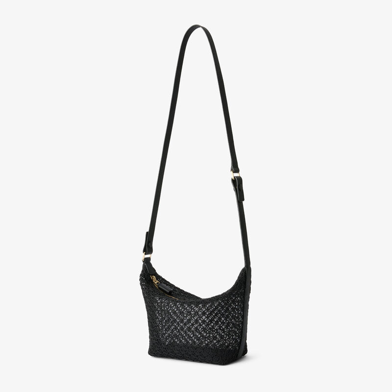 Mochi Merletto Top Handle Mini Bag - Black - Tessuto ricamo Rete/Vitello Millepunte Soft - Valextra - 4