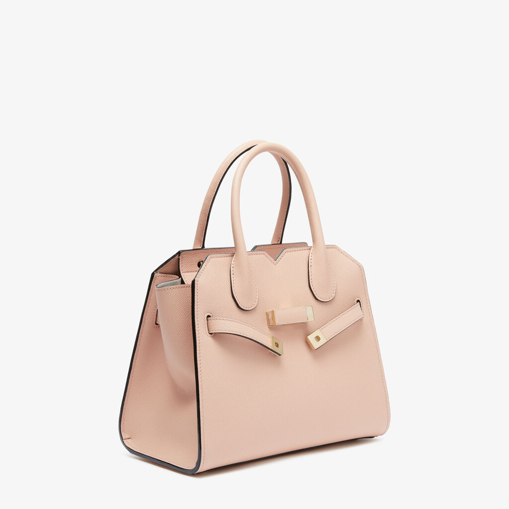 Milano Two Handles Mini Bag - Bonne Mine Pink - Vitello Millepunte Soft - Valextra - 6
