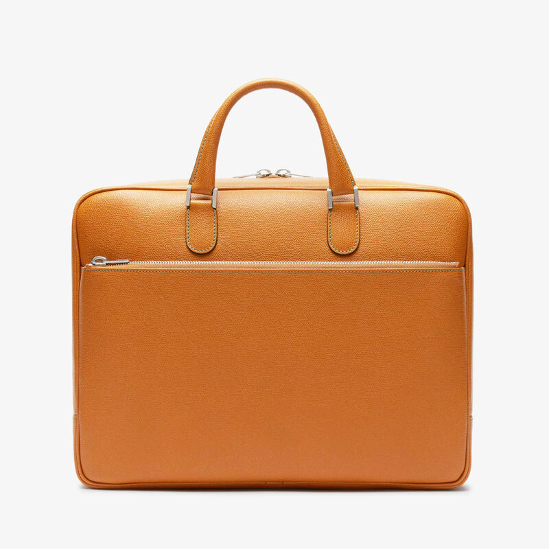 Avietta Briefcase with Zip 24h - Havana Brown - Millepunte calf leather - Valextra - 1