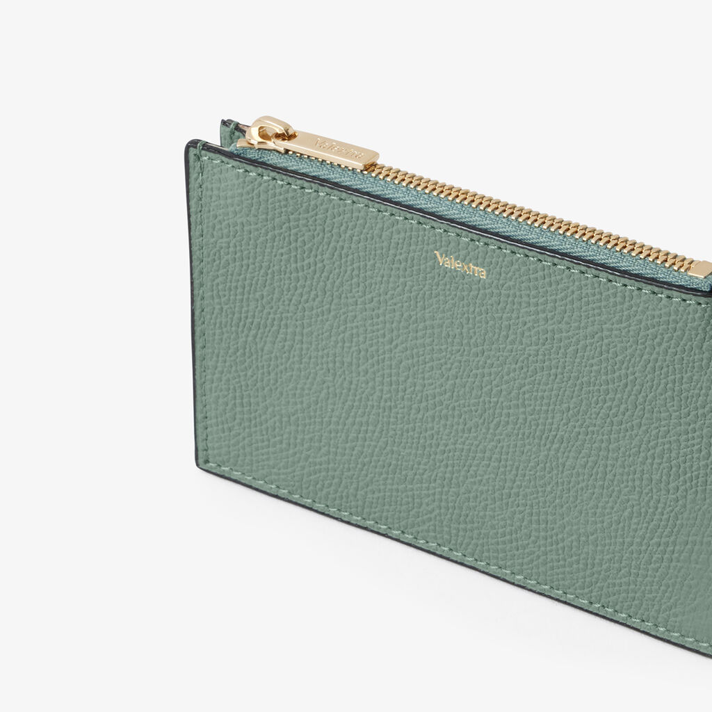 Card Holder 3CC with Zip - Eucalyptus Green - Vitello VS - Valextra - 2