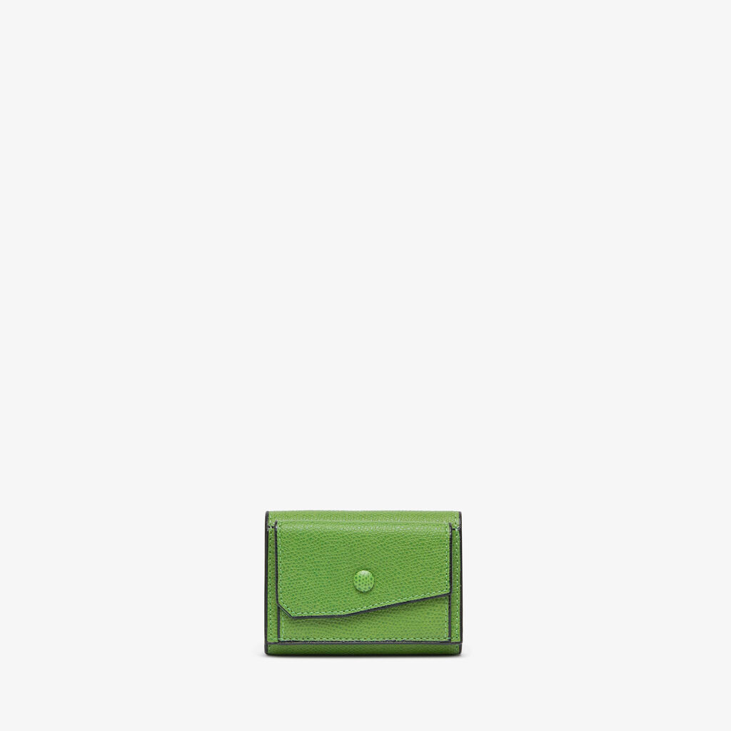 Small Wallet With Coin Holder - Grass Green - Vitello VS - Valextra - 1