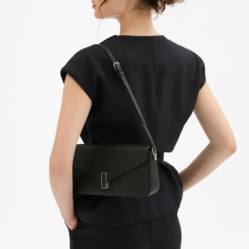 Iside Shoulder Bag - Black - Millepunte calf leather - Valextra - 2