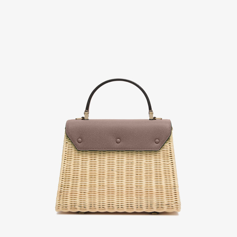 Iside Wicker Top Handle Medium Bag -  - Natural wiker and Millepunte calf leather - Valextra - 6