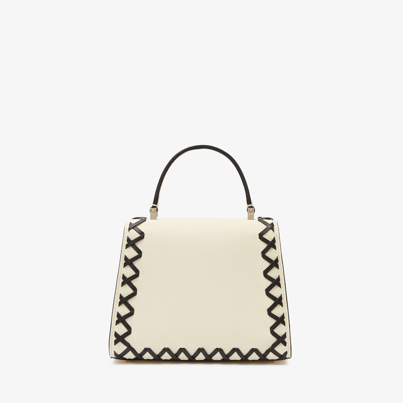 Iside Toji Top Handle Mini Bag - Pergamena White/Black - Millepunte calf leather - Valextra - 6