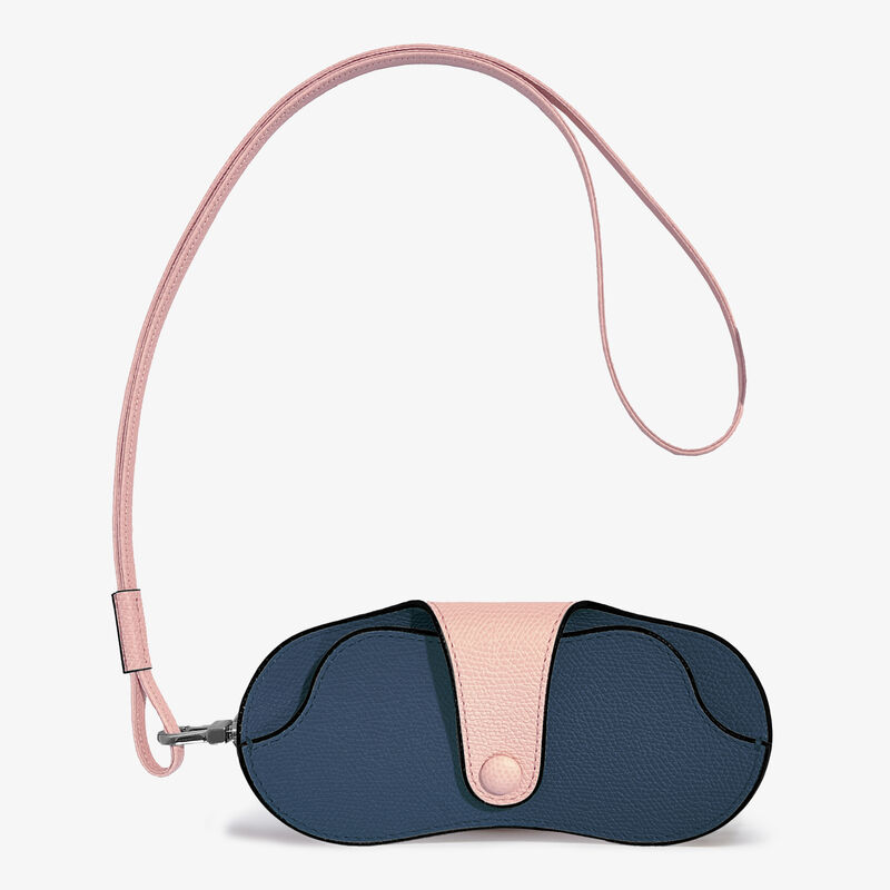 2 COLORS GLASSES HOLDER COLOR-BLOCK WITH STRAP CALF LEATHER VS PALLADIUM,BZAPN,gallery