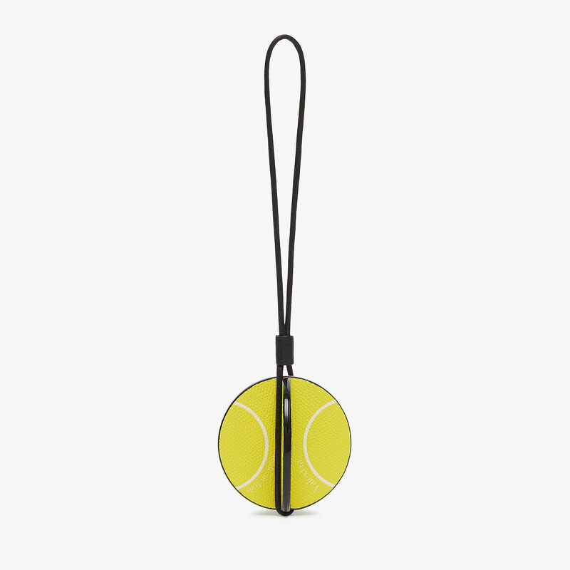 Tennis Ball Charm - Lime Yellow/Pergamena White/Black - Millepunte calf leather - Valextra - 1