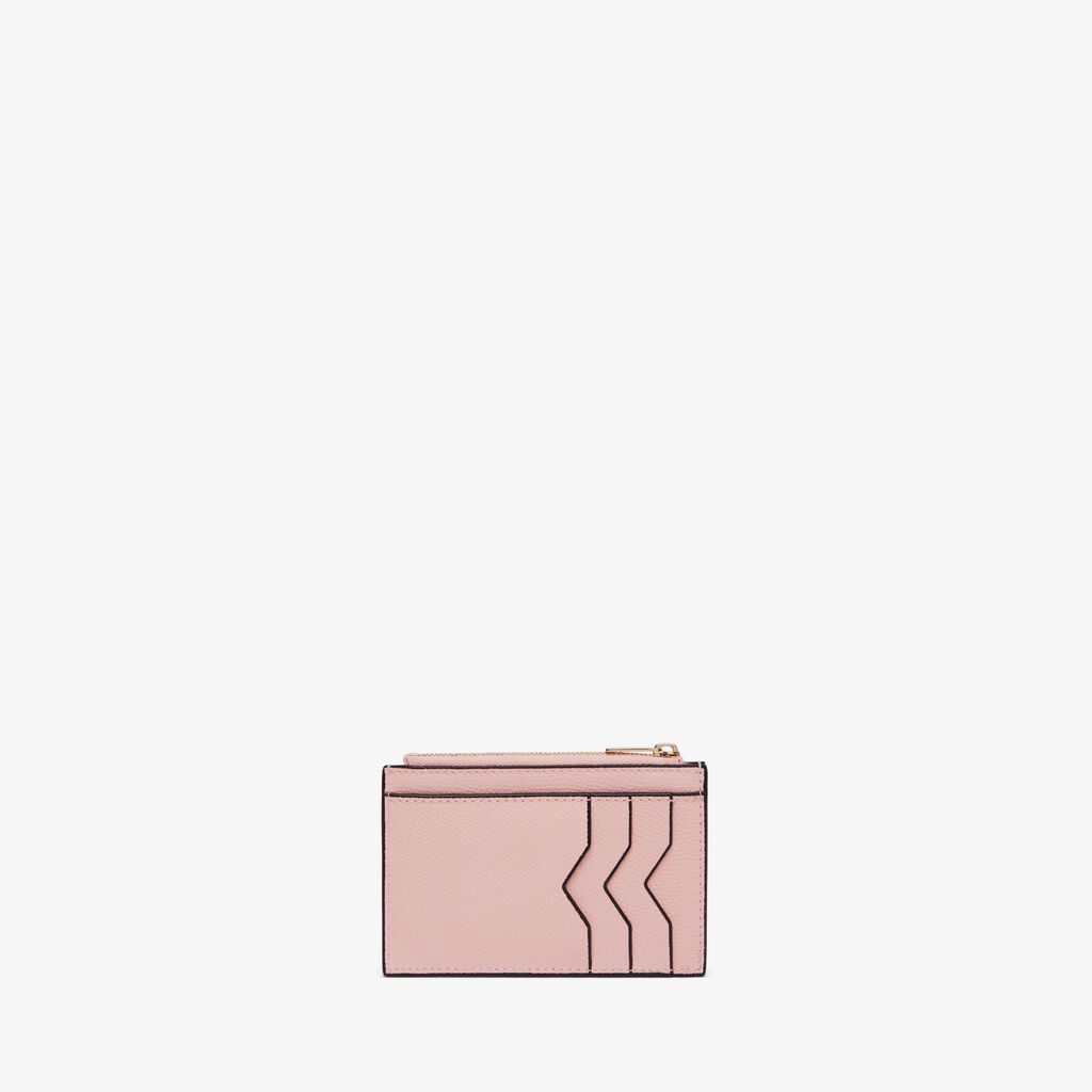 Card Holder 3CC with Zip - Peony Pink - Vitello VS - Valextra - 1