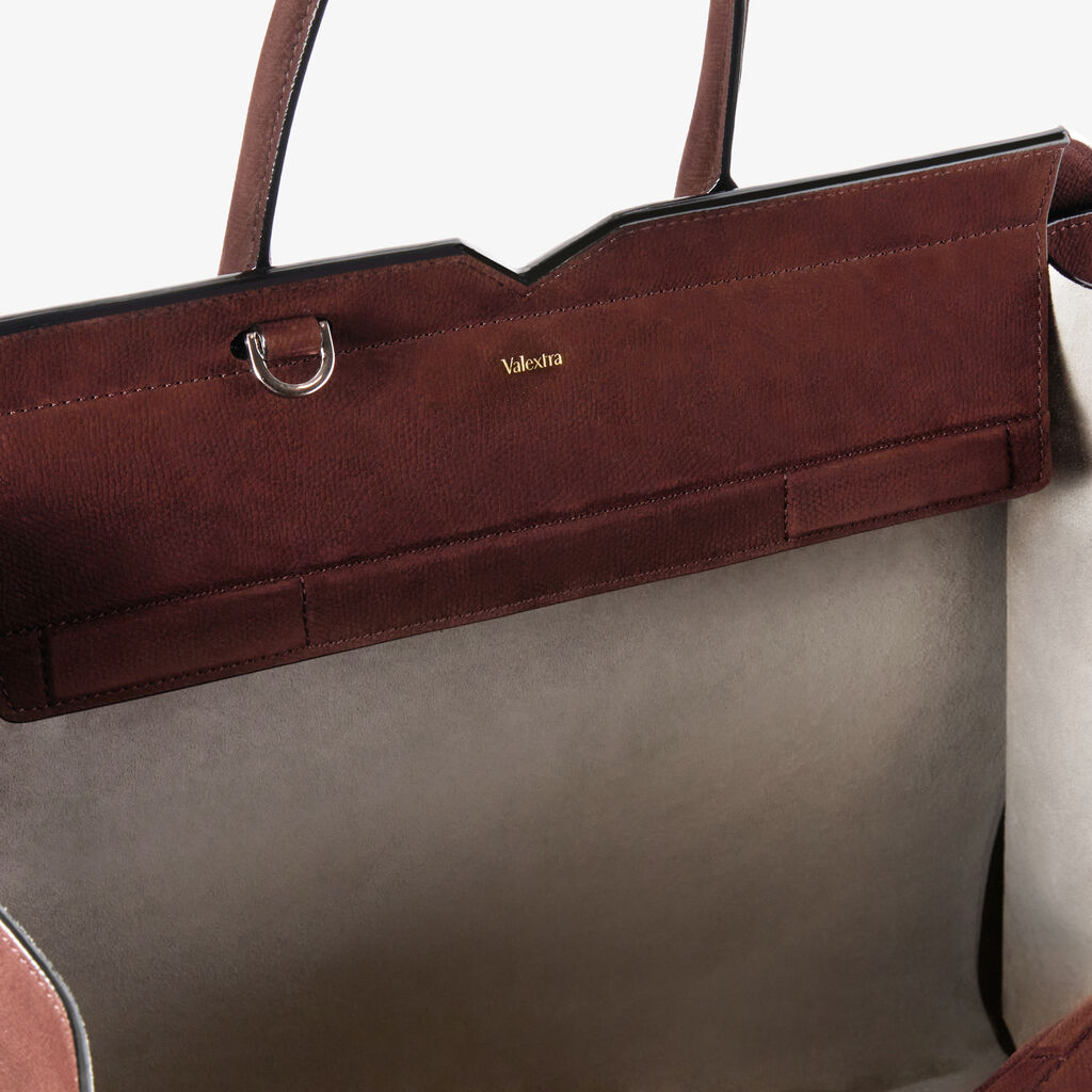 Borsa a Due Manici Milano Senso Grande - Marrone Cioccolato - Pelle Millepunte Nabuk Senso - Valextra - 5