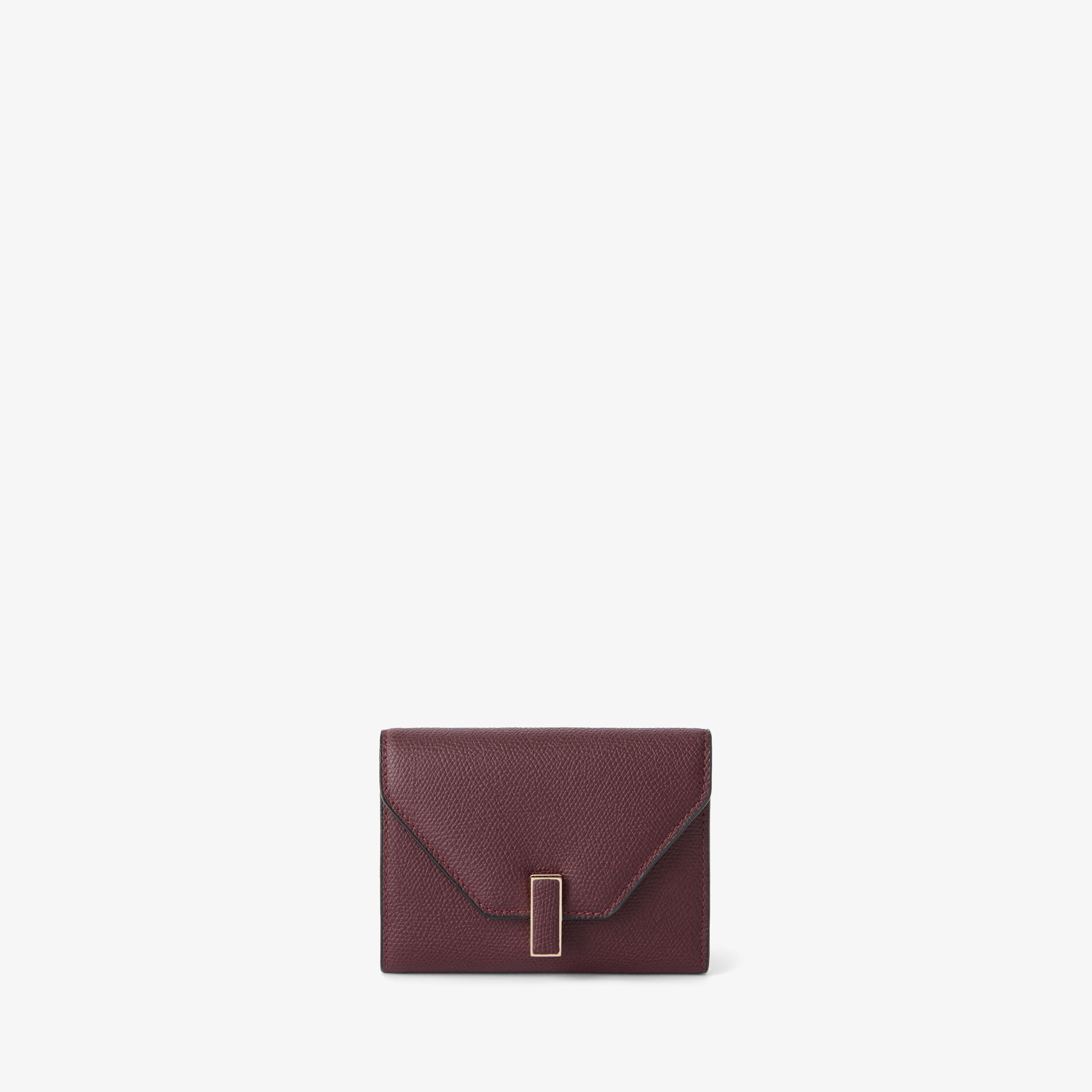 Red Grained Leather Luxury Fold Wallet | Valextra Iside