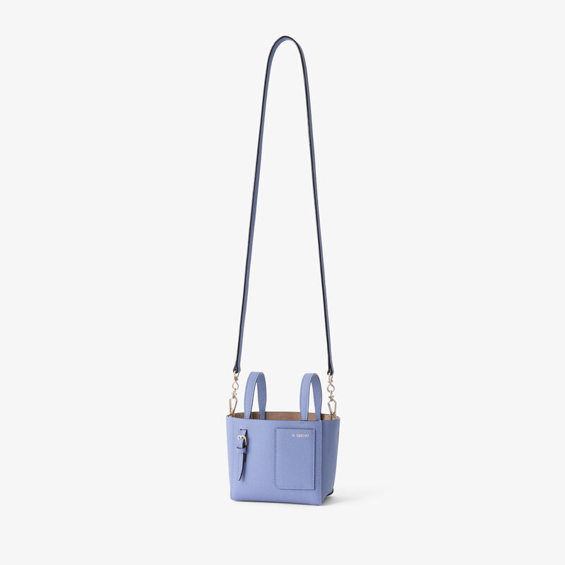 Soft Bucket Nano Bag - Hydrangea Blue - Millepunte calf leather - Valextra - 5